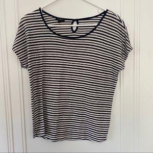 Black and white Talbots stripe sparkly shirt